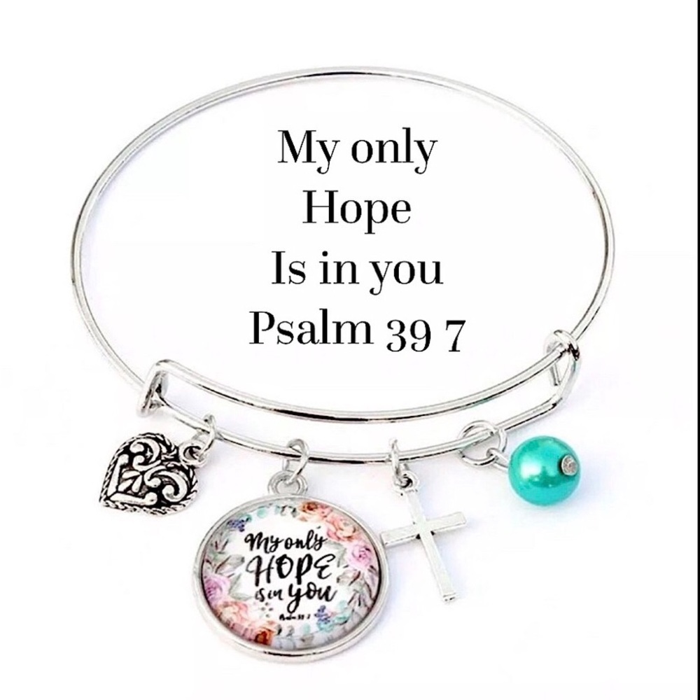 Spiritual inspirational scripture bracelet silver